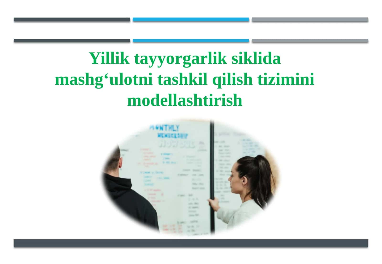 Yillik tayyorgarlik siklida mashg‘ulotni tashkil qilish tizimini modellashtirish