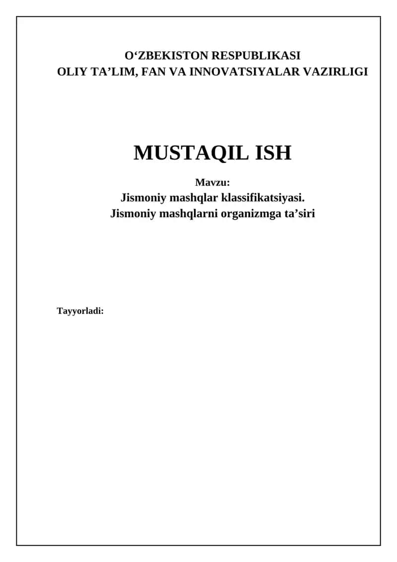 Jismoniy mashqlar klassifikatsiyasi