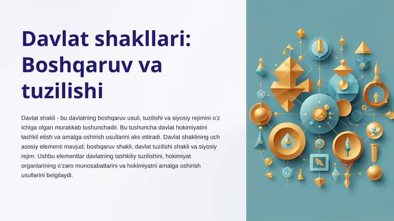 Davlat shakllari:Boshqaruv va tuzilishi