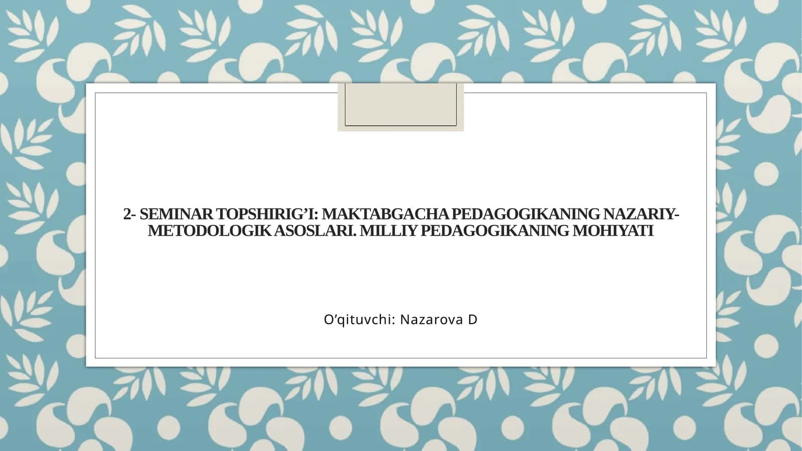 Maktabgacha pedagogika
