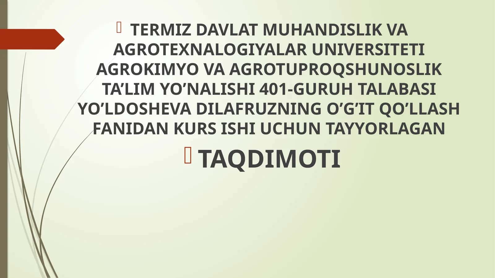 Moshekininiyetishtirish dao’g’itlashtizimi