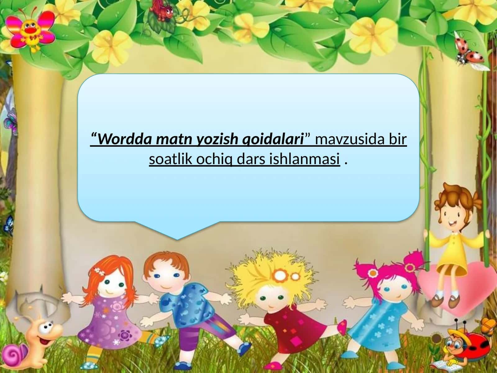 Wordda matn yozish qoidalari Informatika bir soatlik ochiq dars ishlanma