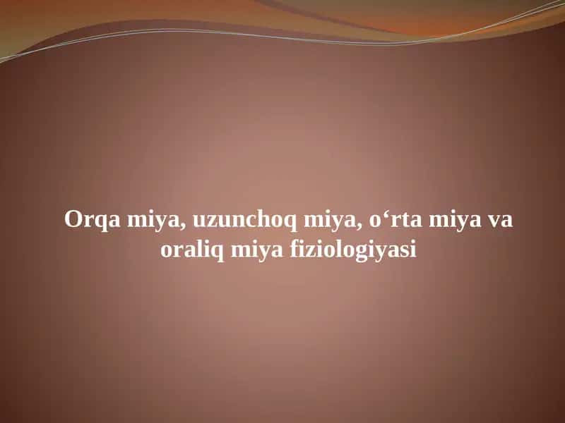 Orqa miya, uzunchoq miya, o‘rta miya va oraliq miya fiziologiyasi