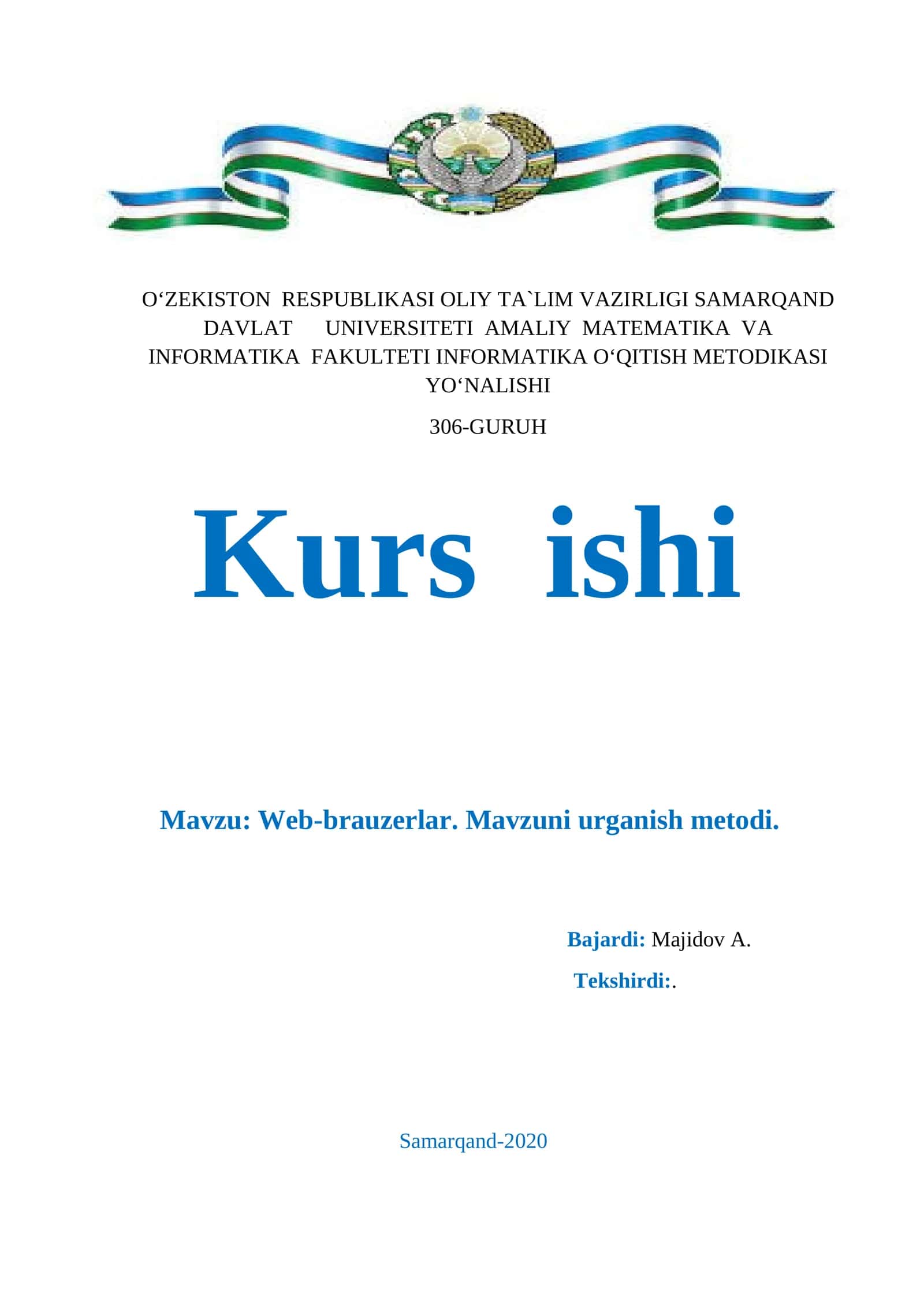 Web-brauzerlar. Mavzuni urganish metodi