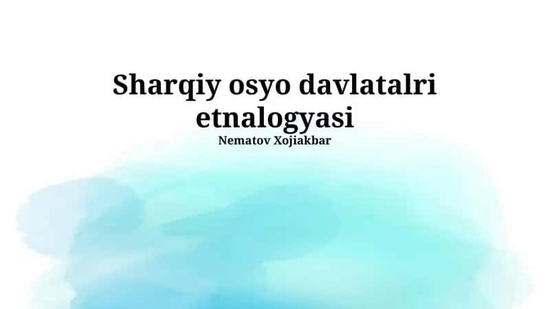 Sharqiy Osiyo Davlatlaridagi Etnik Munosabatlar