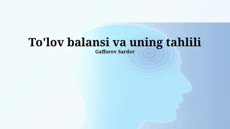 To'lov balansi va uning tahlili