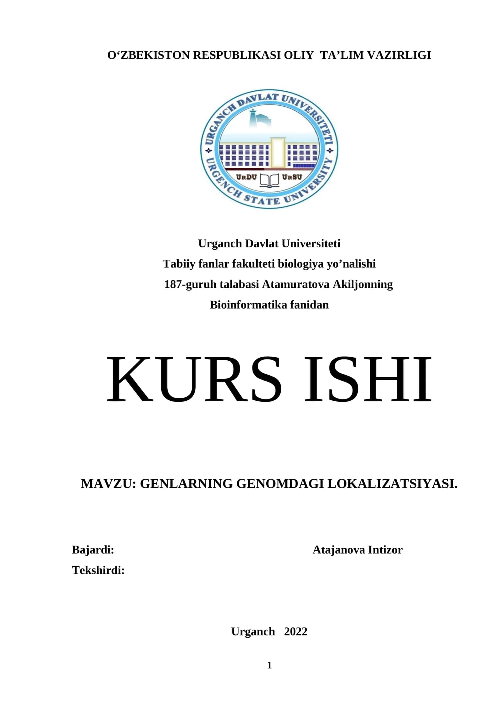 GENLARNING GENOMDAGI LOKALIZATSIYASI