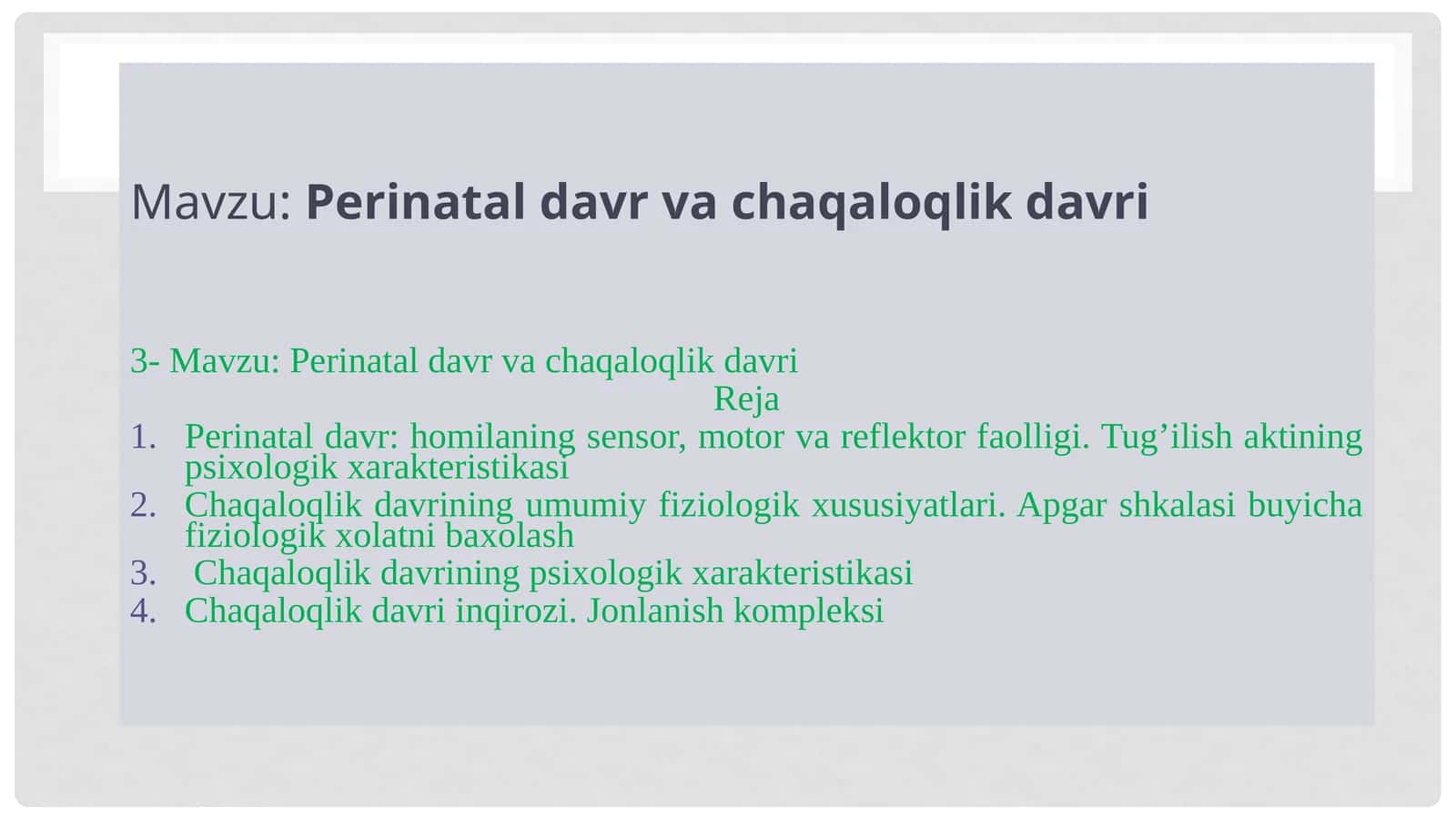 Perinatal davr va chaqaloqlik davri