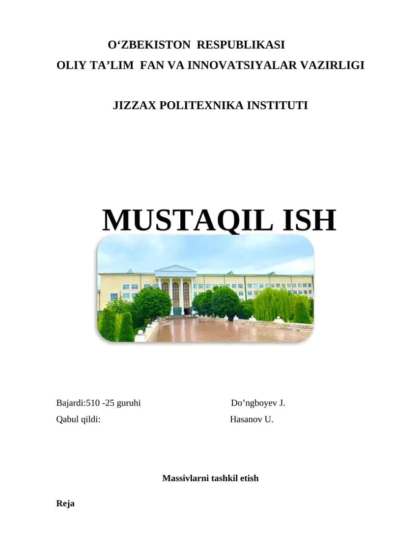 Massivlarni tashkil etish