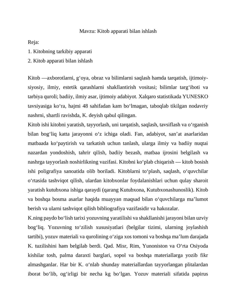 Kitob apparati bilan ishlash