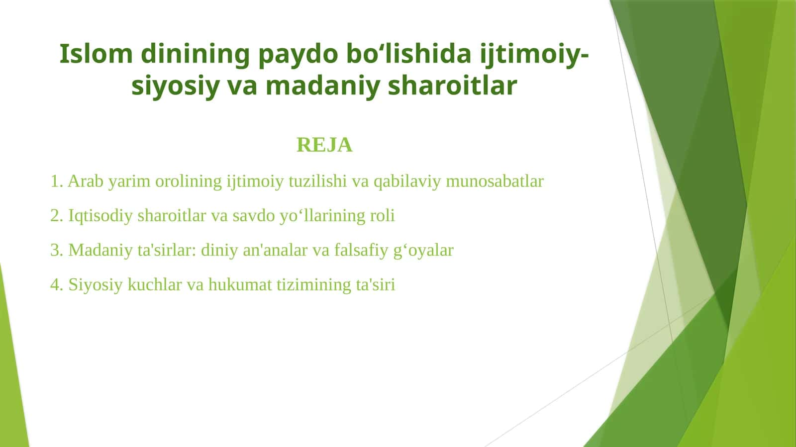 Islom dinining paydo bo'lishida ijtimoiy-siyosiy va madaniy sharoitlar
