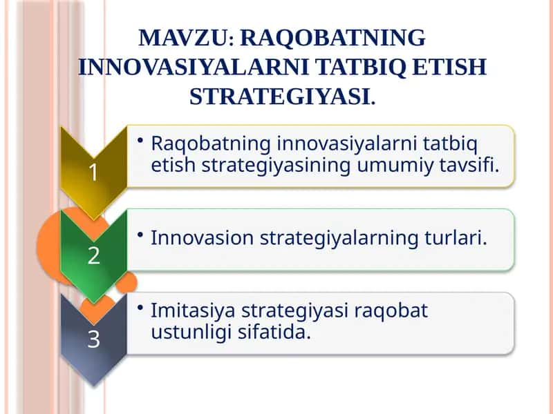 RAQOBATNING INNOVASIYALARNI TATBIQ ETISH STRATEGIYASI
