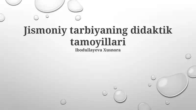 Jismoniy Tarbiyaning Didaktik Tamoyillari
