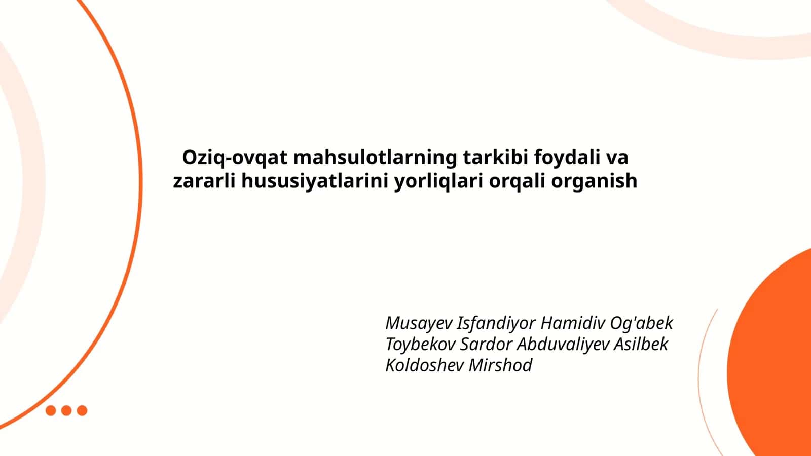 Oziq-ovqat mahsulotlarning tarkibi foydali va zararli hususiyatlarini yorliqlari orqali organish