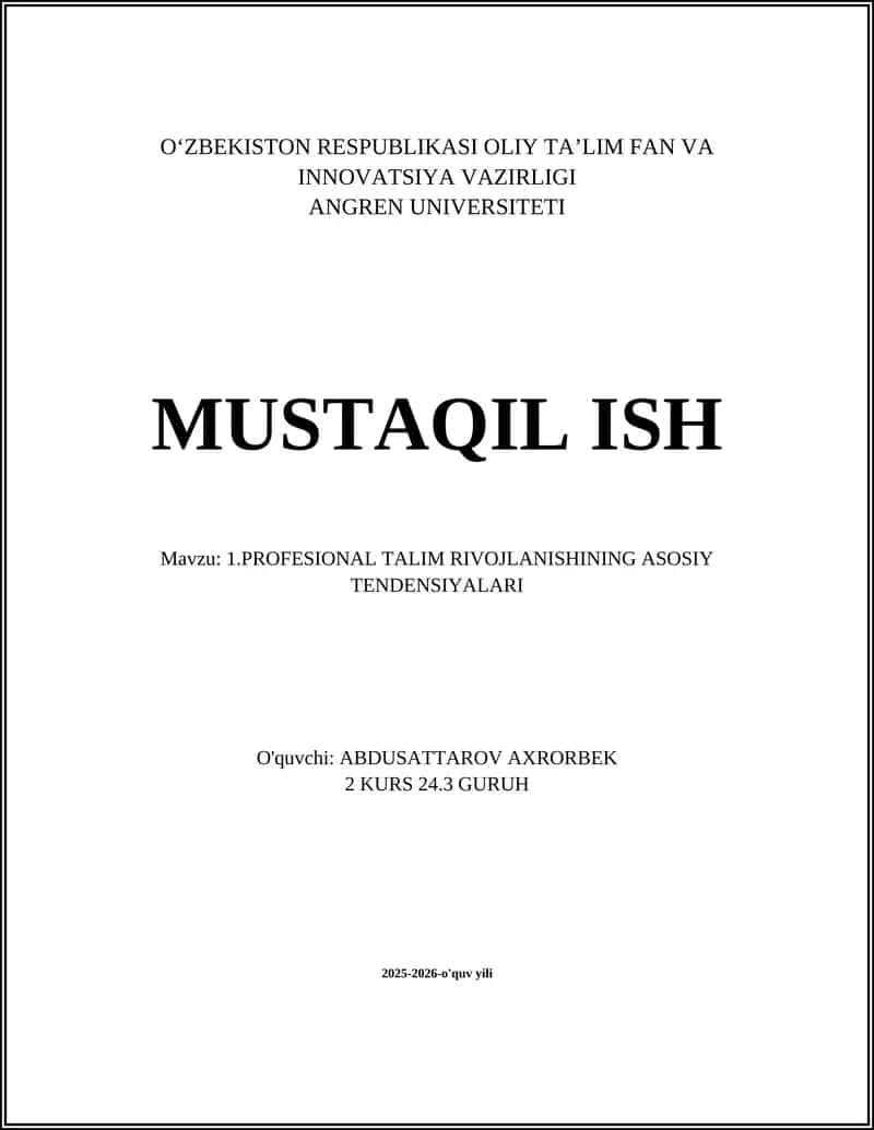 Kasb-hunar ta’limining raqamlashtirilishi va onlayn-ta’lim