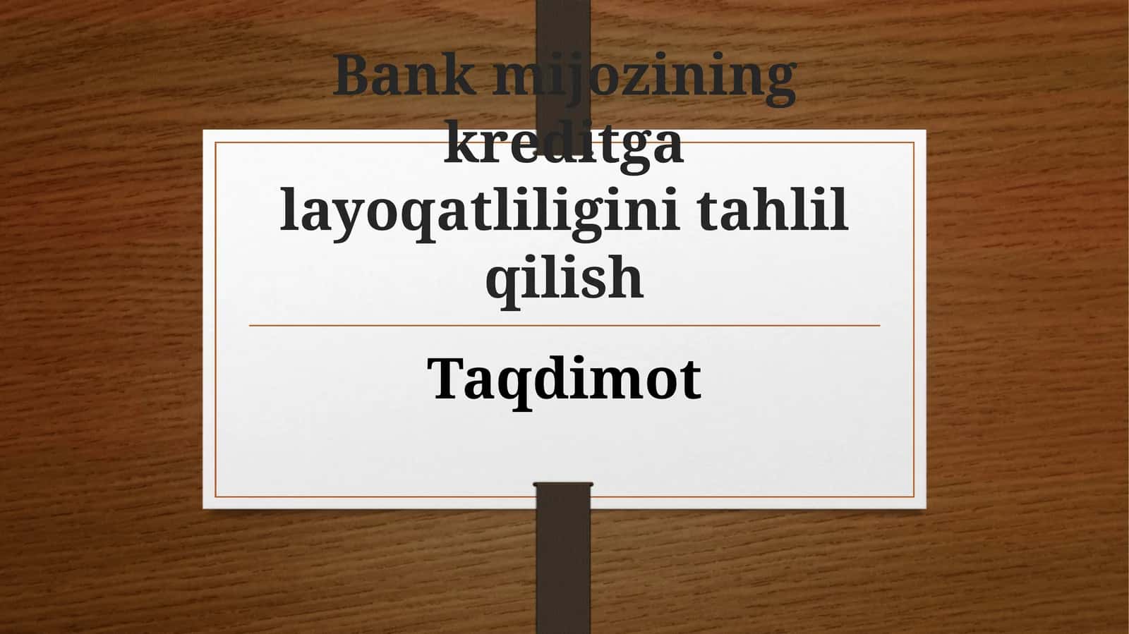 Kreditga layoqatlilik tushunchasi