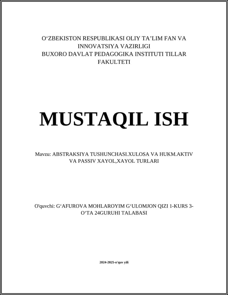 ABSTRAKSIYA TUSHUNCHASI