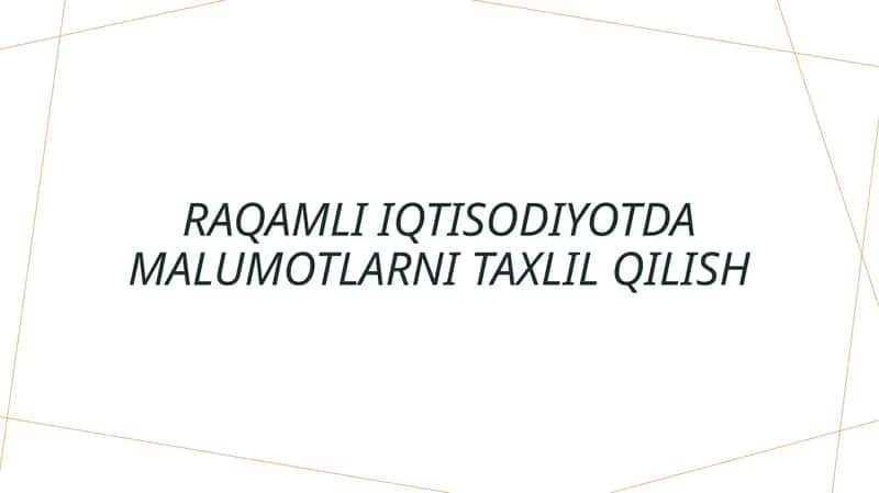 Raqamli iqtisodiyotda malumotlarni taxlil qilish
