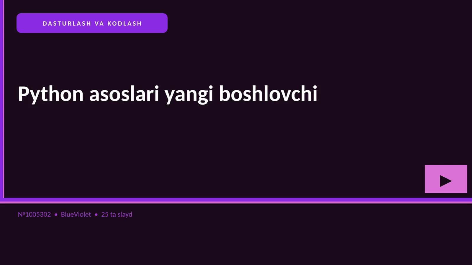 Python asoslari yangi boshlovchi