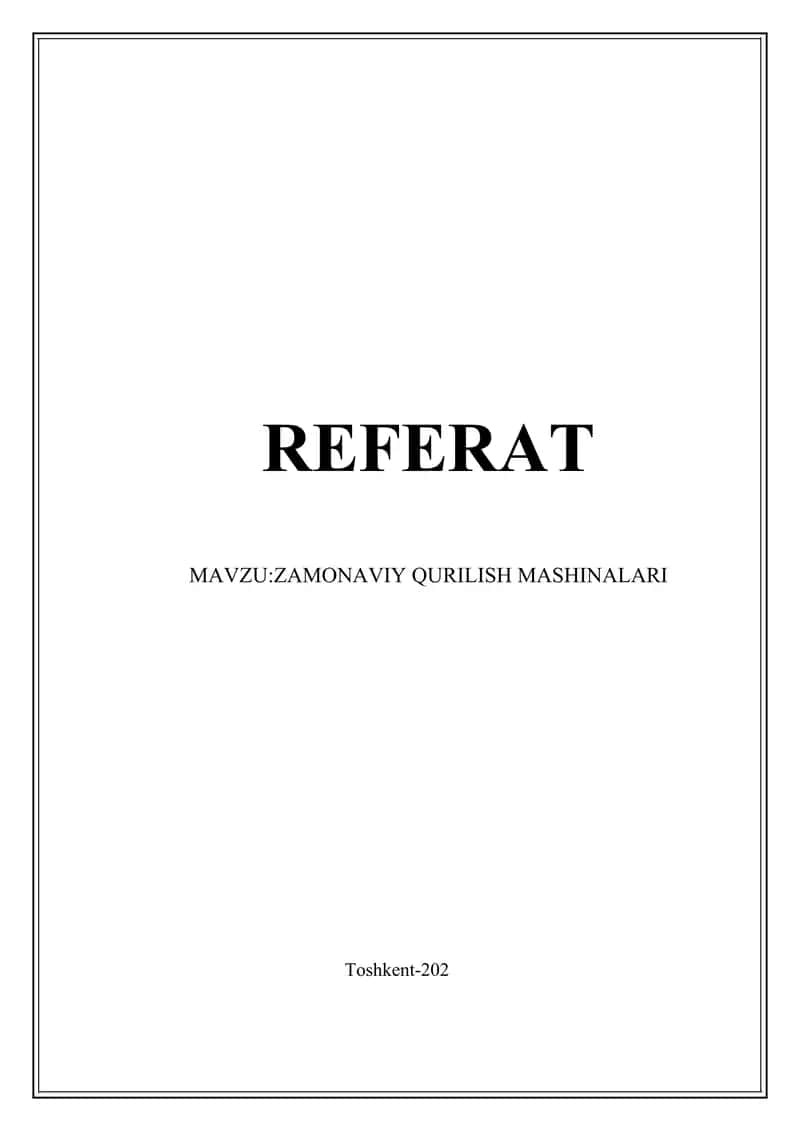 Zamonaviy Qurilish Mashinalari