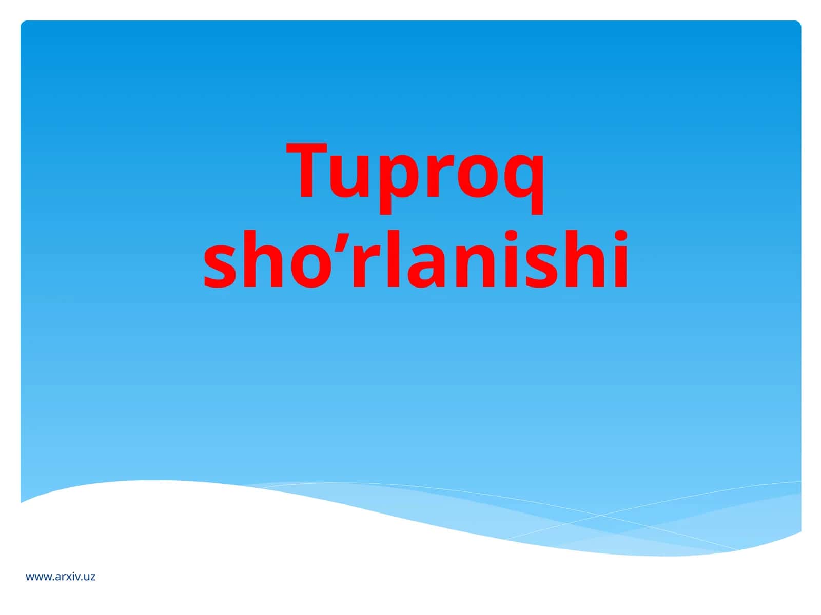 Tuproqsho’rlanishi