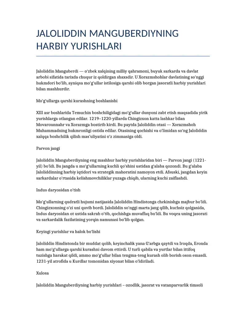 Jaloliddin harbiy yurishlari