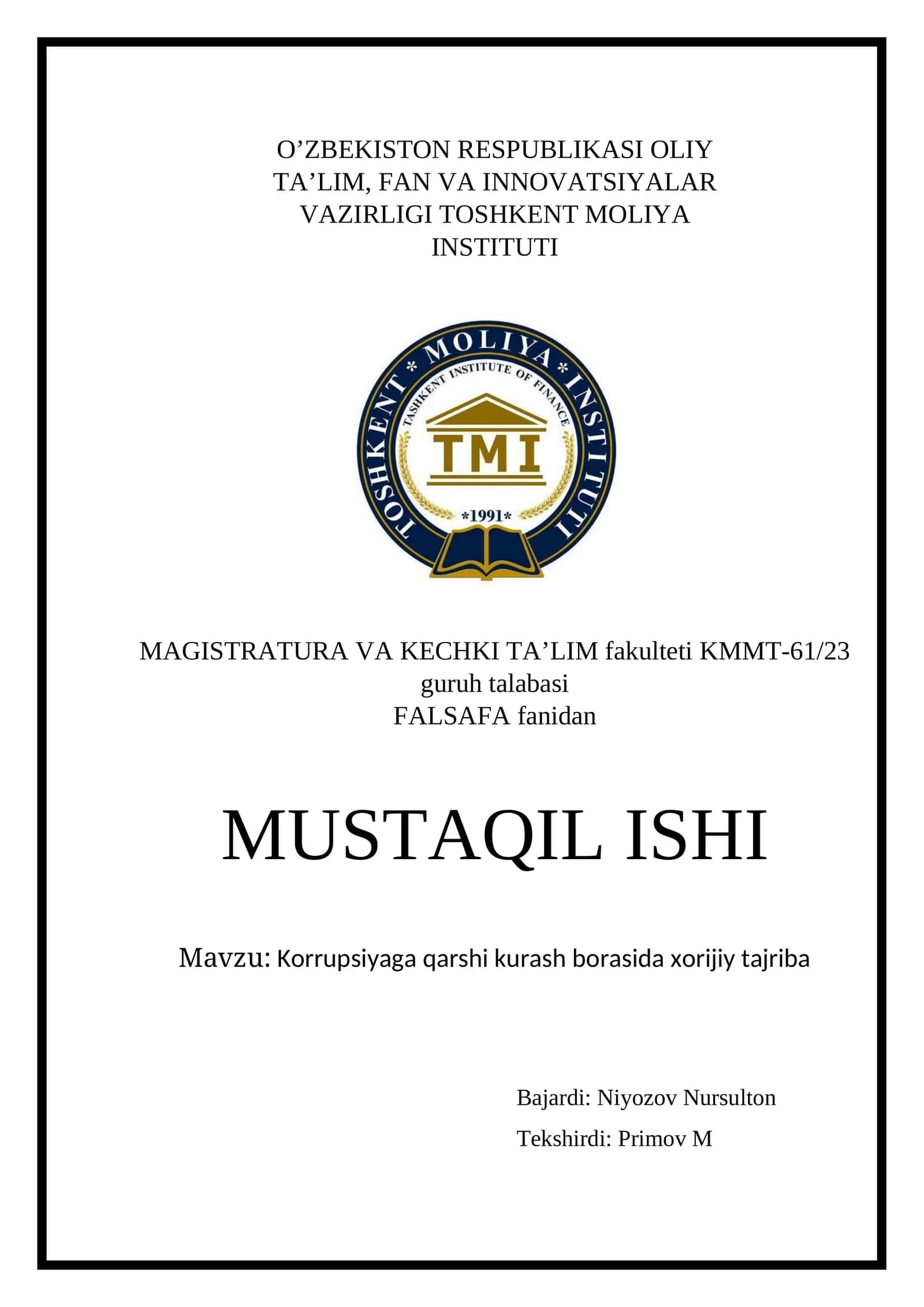 Korrupsiyaga qarshi kurash borasida xorijiy tajriba