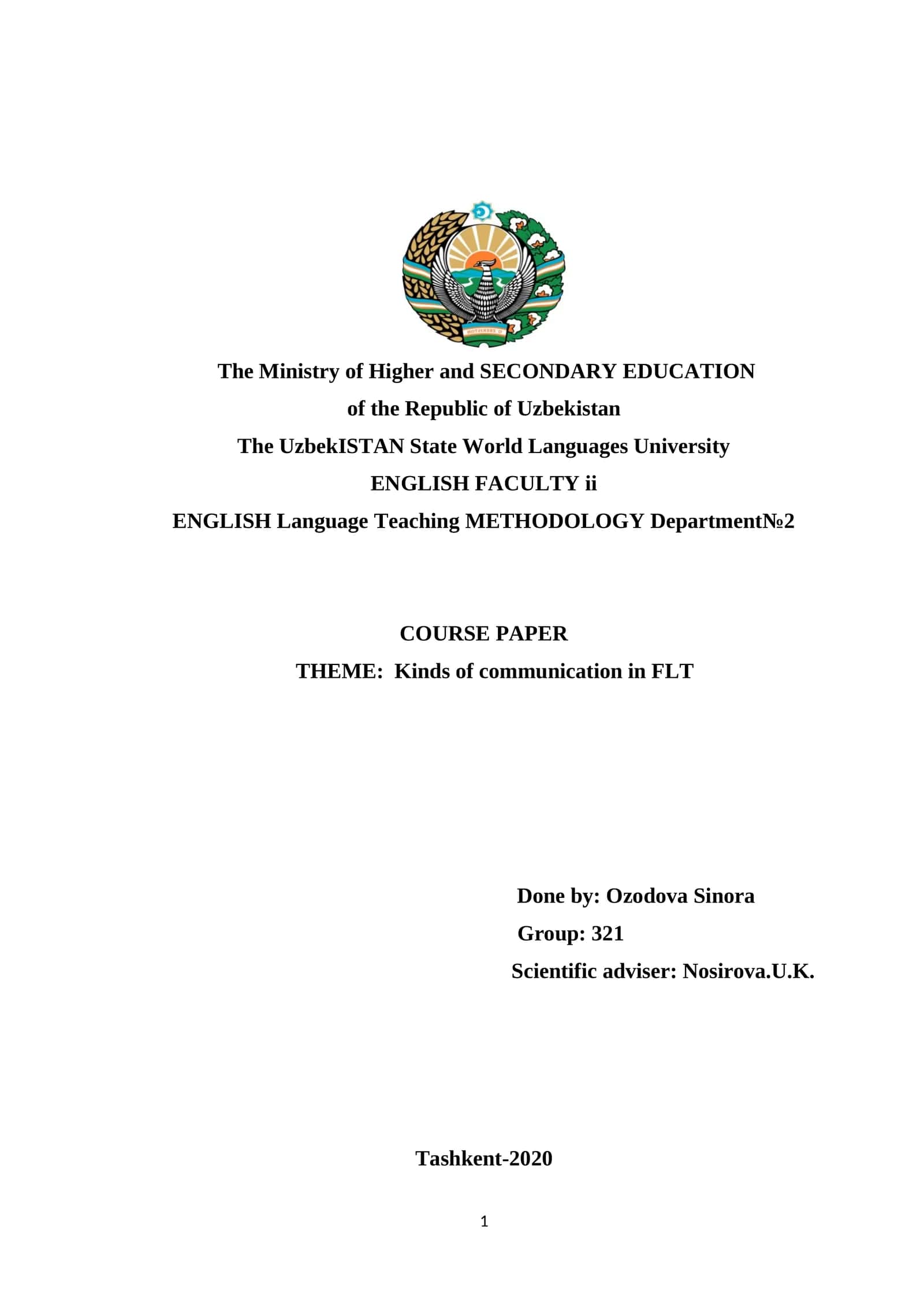 English Language Teaching Methodology Course Paper