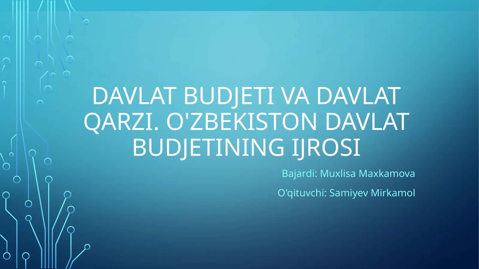 Davlat budjeti va davlat qarzi. O'zbekiston davlat budjetining ijrosi