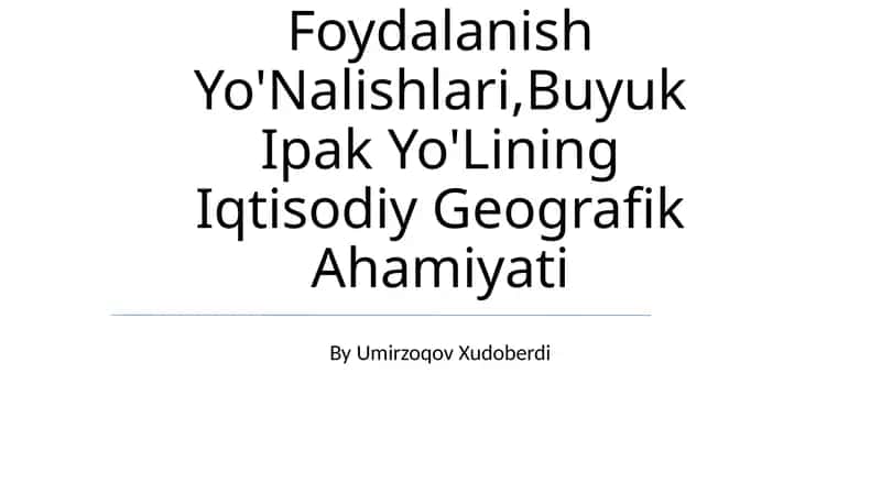 Okean Resurslaridan Foydalanish