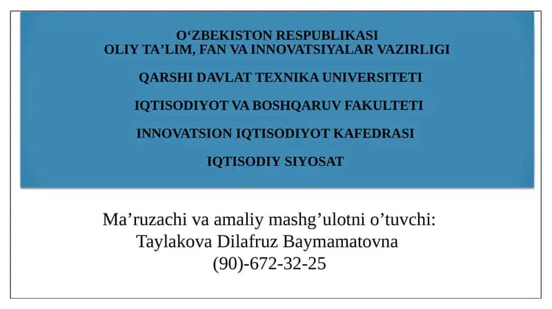 IQTISODIY SIYOSAT