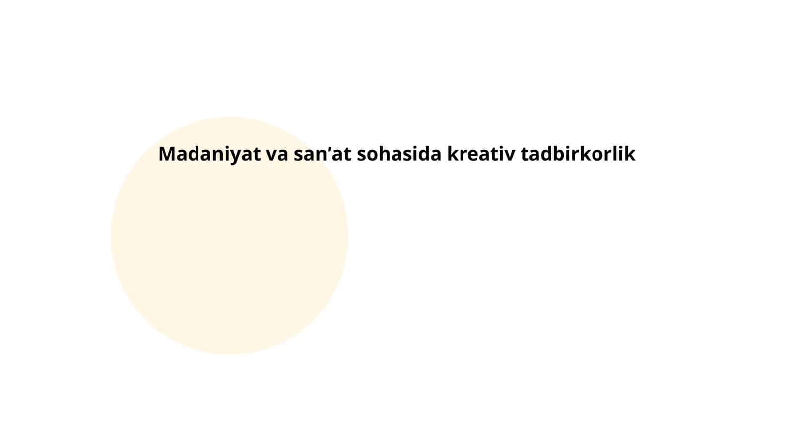 Madaniyat va sanʼat sohasida kreativ tadbirkorlik