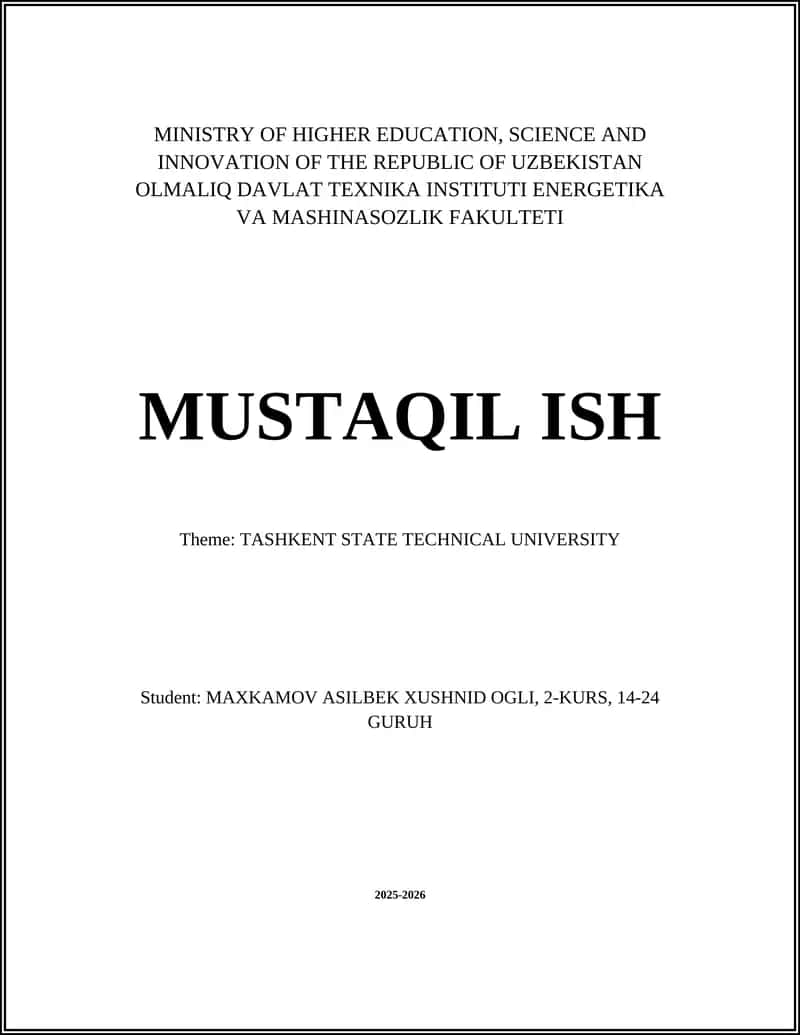 Tashkent State Technical University History