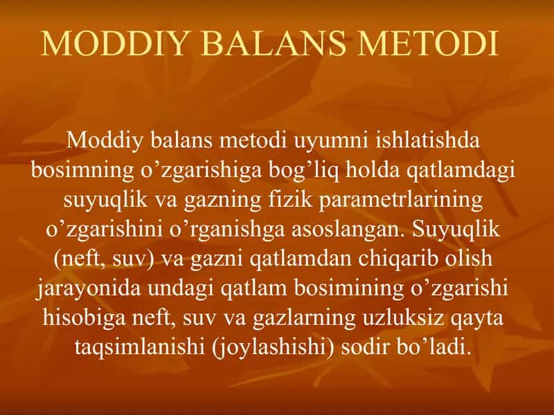 Moddiy Balans Metodi