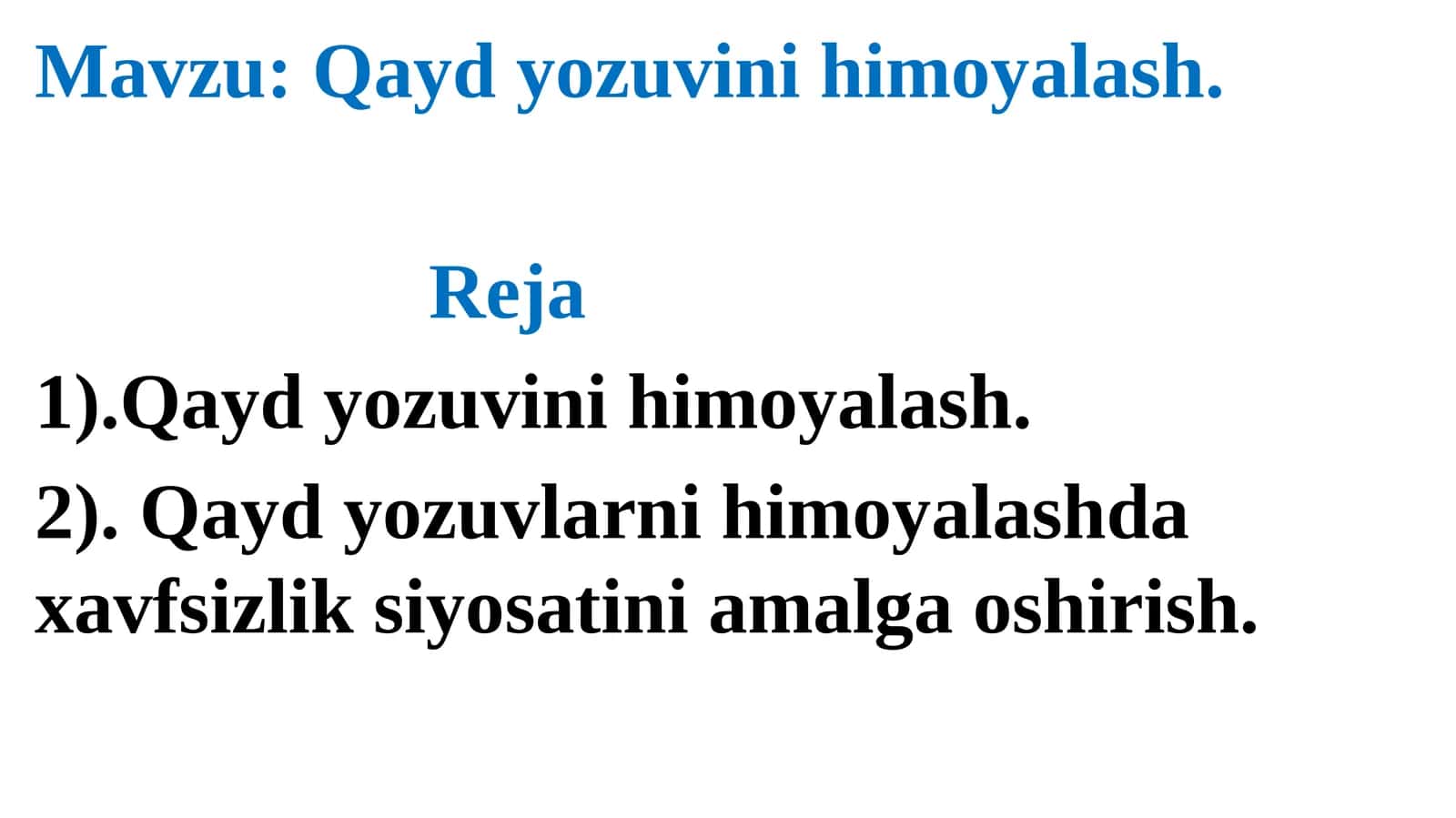 Qayd yozuvini himoyalash
