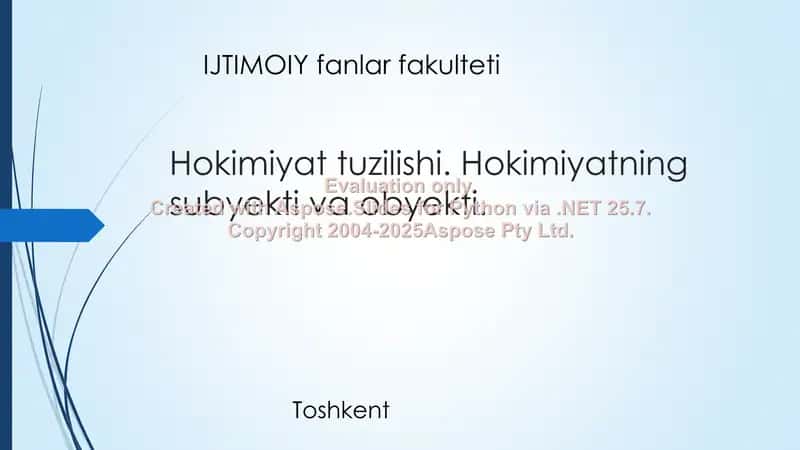 Hokimiyat tuzilishi. Hokimiyatning subyekti va obyekti.