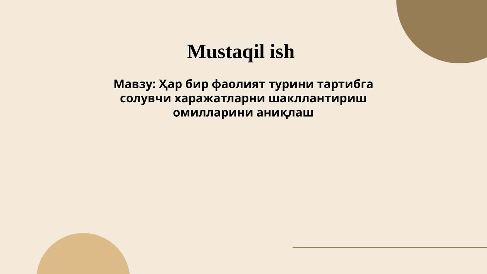 Ҳарбир фаолият турини тартибга солувчи харажатларни шакллантириш омилларини аниқлаш