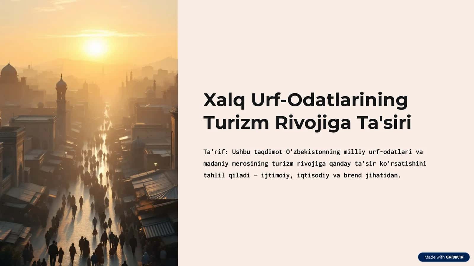 Xalq Urf-Odatlarining Turizm Rivojiga Ta'siri