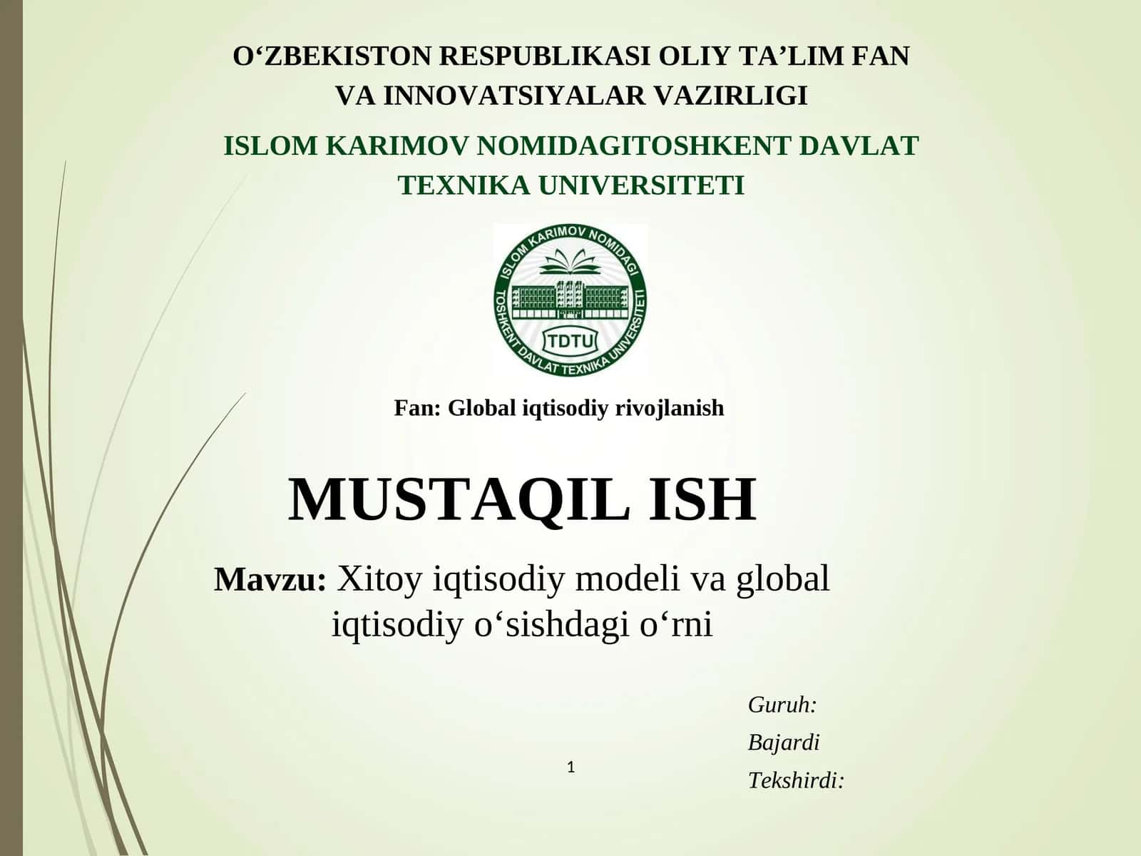 Xitoy iqtisodiy modeli va global iqtisodiy oʻsishdagi oʻrni