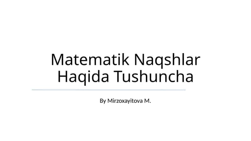 Matematik Naqshlar Haqida Tushuncha