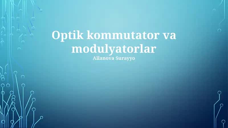 Optik kommutator va modulyatorlar