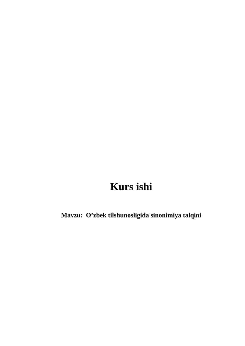 O’zbek tilshunosligida sinonimiya talqini
