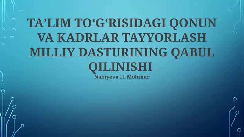 Milliy Kadrlar Tayyorlash Dasturi