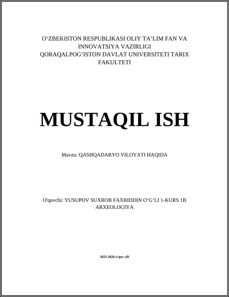 QASHQADARYO VILOYATI HAQIDA
