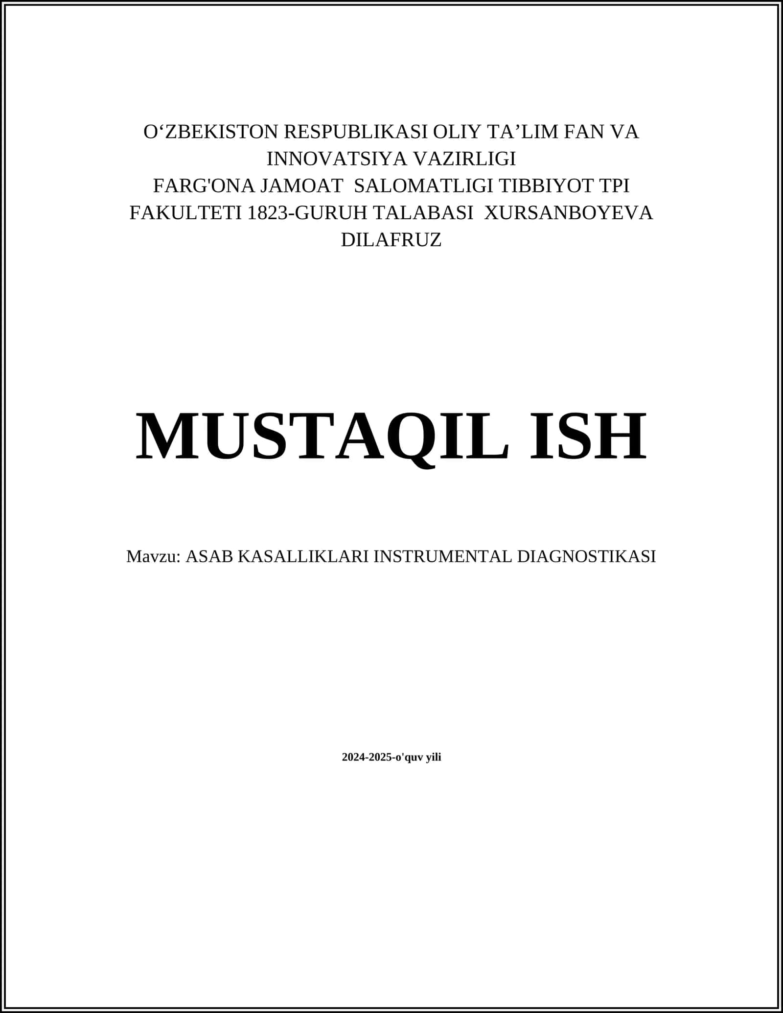 ASAB KASALLIKLARI INSTRUMENTAL DIAGNOSTIKASI