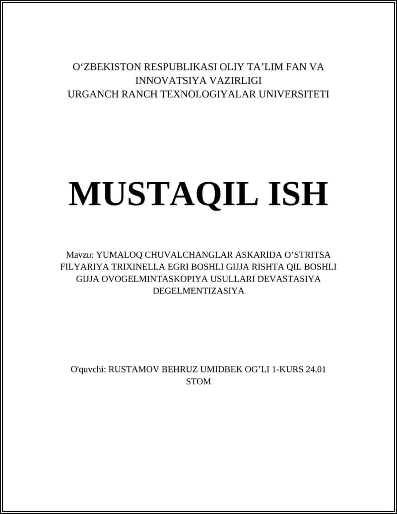 Yumaloq chuvalchanglarning biologiyasi