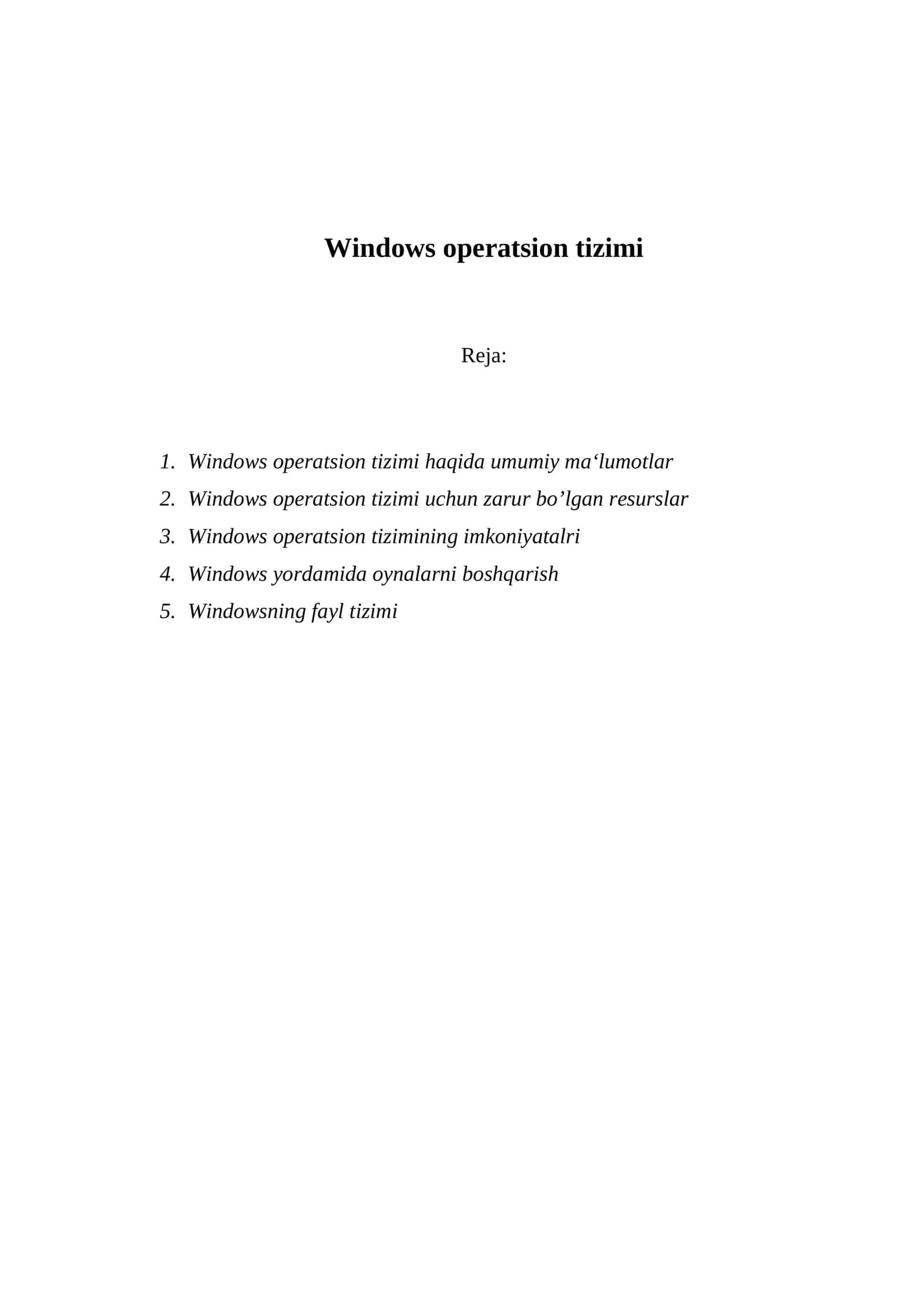Windows operatsion tizimi