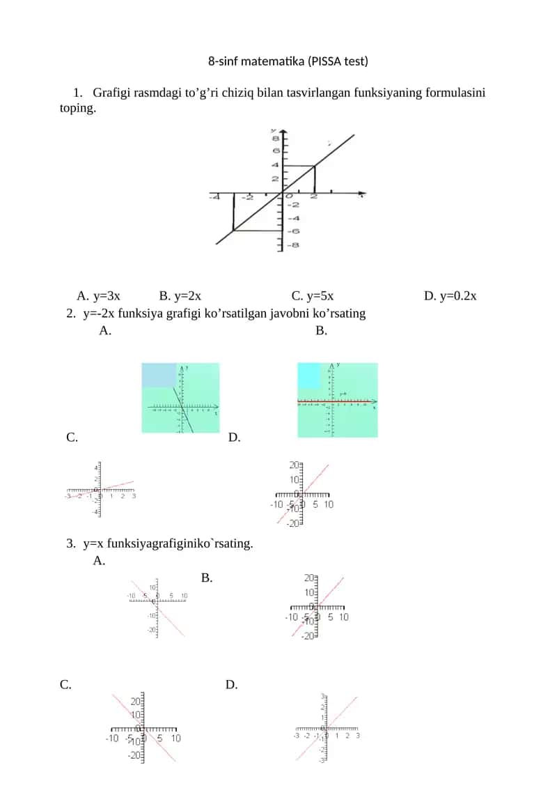 8-sinf matematika (PISSA test)