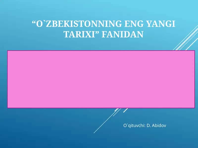 O`zbekistonning eng yangi tarixi