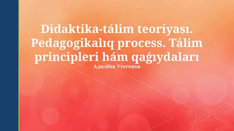 Didaktika-tálim teoriyası